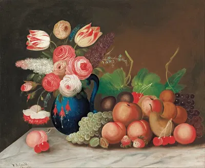 Still life with fruit and flowers by William Buelow Gould — digital art print download