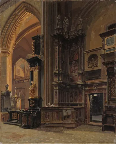 Interior of Saint Mary’s Basilica in Kraków by Александр Григлевский, 1868 — digital art print download