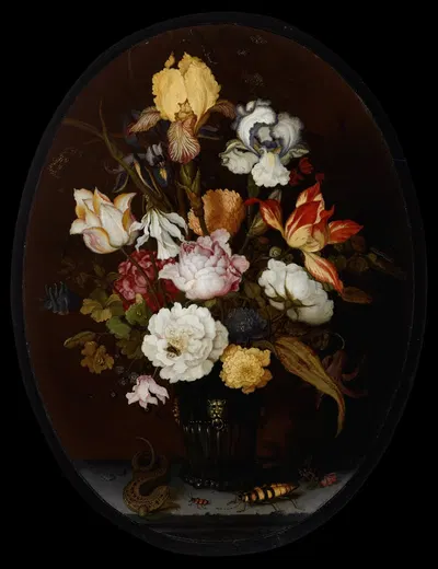 Still Life of Flowers in a Glass Vase by Balthasar van der Ast, 1624 — digital art print download