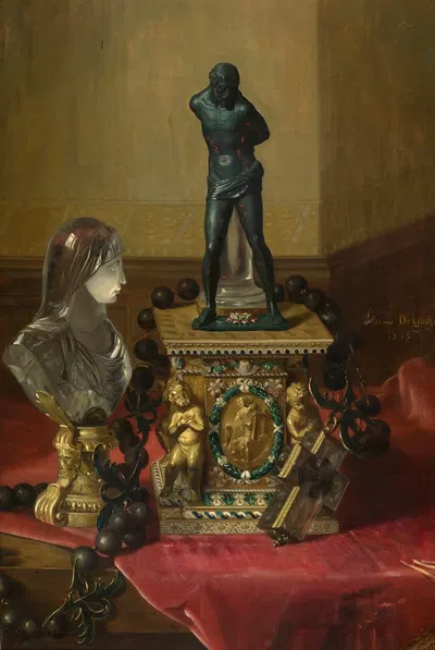 At the Louvre by Blaise-Alexandre Desgoffe, 1868 — digital art print download