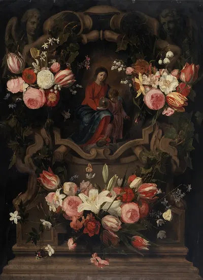 Flower garland with Immaculate Conception by Daniel Seghers — digital art print download