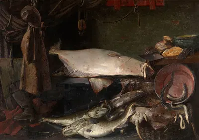 Still Life with Fish by Edouard Chappel, 1888 — digital art print download