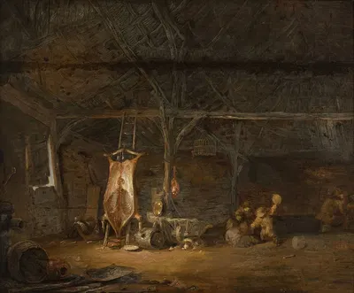Slaughterhouse interior by Egbert van der Poel, 1645 — digital art print download