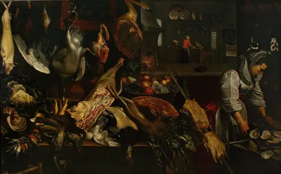 Kitchen interior by Франс Снайдерс, c. 1608 — digital art print download