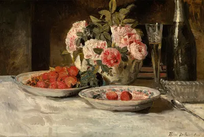 Strawberries and Champagne by Henri de Braekeleer, 1881-1885 — digital art print download