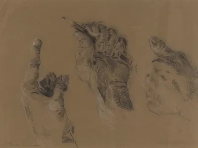 Study of hands by Гарри Линли Ричардсон — digital art print download