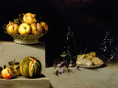 Still Life with Fruit and Glassware by Juan van der Hamen y León, 1626 — digital art print download