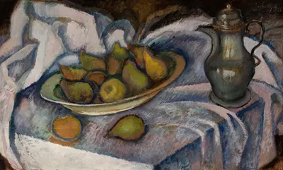 Still life with a kettle, a pear and a lemon by Казимеж Сихульский, 1923 — digital art print download