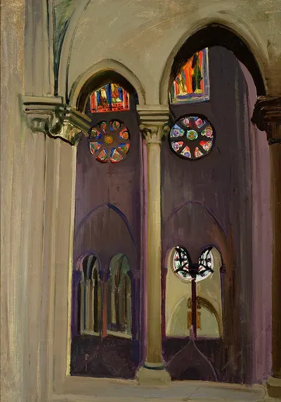 Fragment of interior of the Notre-Dame cathedral in Paris by Конрад Кшижановский, 1912 — digital art print download