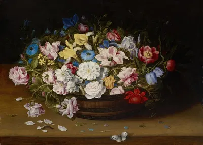 Still Life of Flowers in a Basket by Osias Beert the Elder — digital art print download