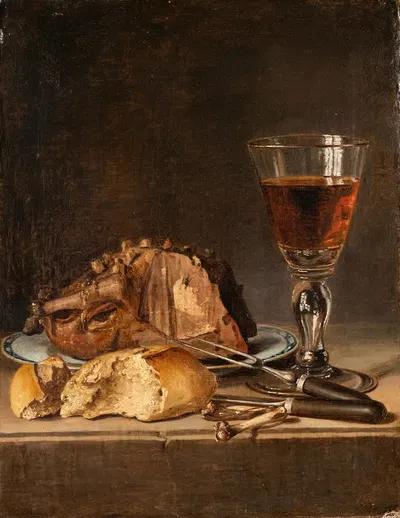 Still Life with Roast Fowl and Wineglass by Пехр Хиллерстрём — digital art print download
