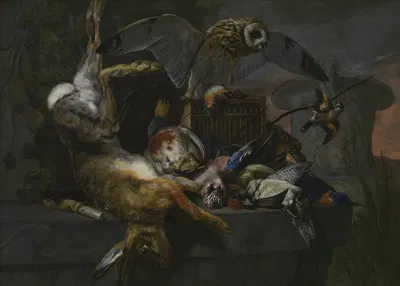 Still Life with an Owl and a Hunting Trophy by Pieter Boel — digital art print download