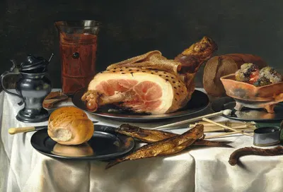 Still Life with Ham by Pieter Claesz, 1625 — digital art print download