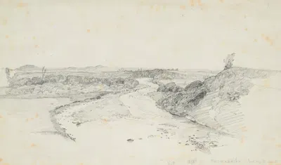 Waiwakaiho River, Taranaki looking to mouth by James Crowe Richmond, 1858 — digital art print download