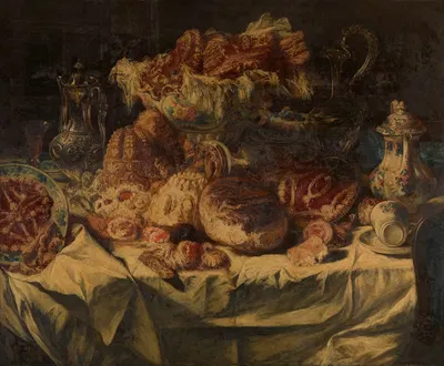 Still Life with Pastries by Виллем Линнинг младший, 1886 — digital art print download