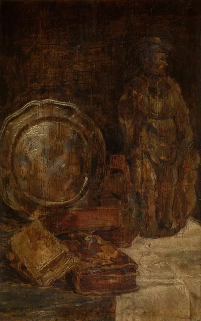 Still Life with Pewter Dish by Виллем Линнинг младший, 1870 — digital art print download