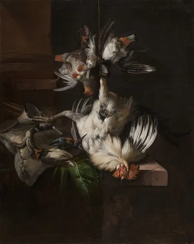 Still life with a white rooster by William Gouw Ferguson — digital art print download