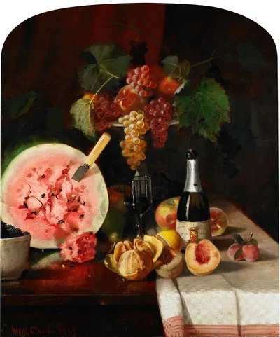 Still Life with Watermelon by Уильям Мерритт Чейз, 1869 — digital art print download