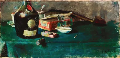 Still life with a D.O.M. bottle by Christian Krohg, 1883 — digital art print download