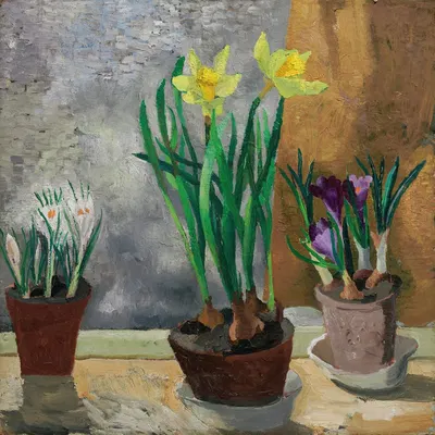 Crocuses and Daffodils in Pots by Кристофер Вуд, 1929 — digital art print download
