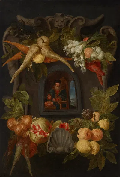Allegories of the Four Seasons surrounded by garlands of seasonal flowers and fruits 1 by Ян Фит — digital art print download