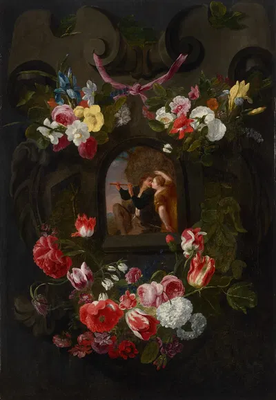 Allegories of the Four Seasons surrounded by garlands of seasonal flowers and fruits 2 by Ян Фит — digital art print download