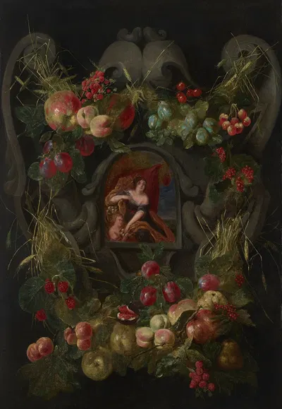 Allegories of the Four Seasons surrounded by garlands of seasonal flowers and fruits 3 by Ян Фит — digital art print download