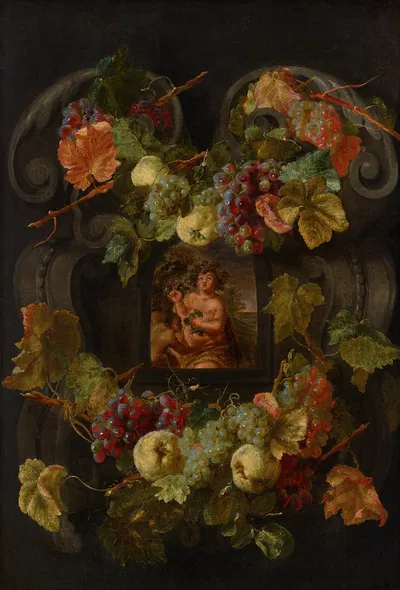 Allegories of the Four Seasons surrounded by garlands of seasonal flowers and fruits 4 by Ян Фит — digital art print download