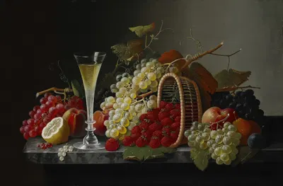 Still Life with Fruit and Champagne by Severin Roesen — digital art print download