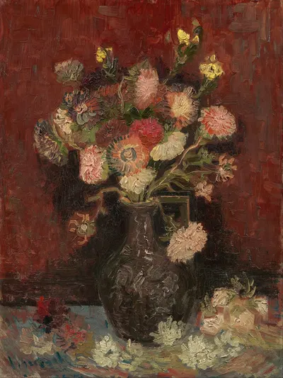 Vase with Chinese asters and gladioli by Винсент ван Гог, 1886 — digital art print download