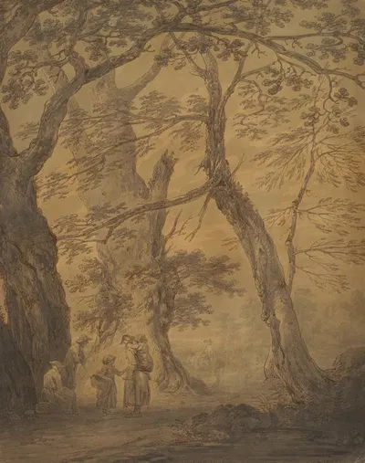Landscape with trees and figures by Джозеф Фарингтон — digital art print download