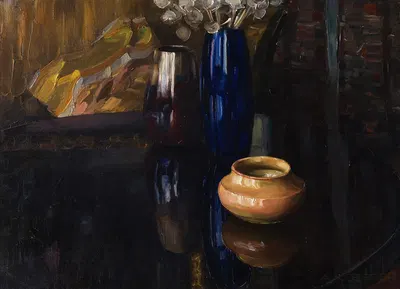 Vasenstillleben auf Mahagonitisch by Александр Кёстер, 1926–1930 — digital art print download