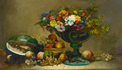 Still life of flowers and fruit by Антуан Вольон — digital art print download