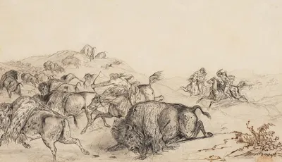 The Buffalo Hunt by Карл Бодмер — digital art print download