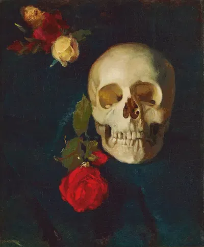 Skull with roses by Карл Шух, 1878-1879 — digital art print download