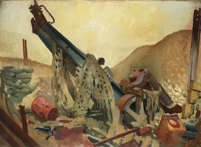 This gun was originally captured from the Germans in the battle of Arras and used against them by Colin Gill, 1919 —…
