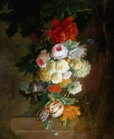 A Garland of Flowers Hanging from a Bough by Jacob Xavery, c.1760 — digital art print download