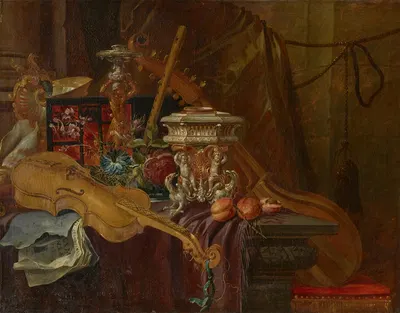 A still life with musical instruments by Jean-Baptiste van Moerkercke — digital art print download