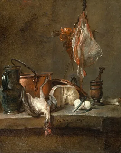 Still Life with Ray and Basket of Onions by Жан Симон Шарден, 1731 — digital art print download