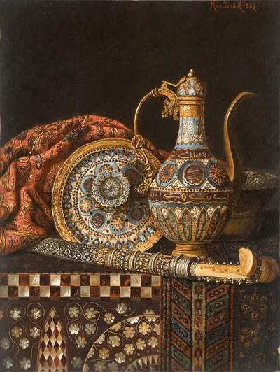 Still life with Coffee Pot and Yataghan by Max Schödl, 1887 — digital art print download