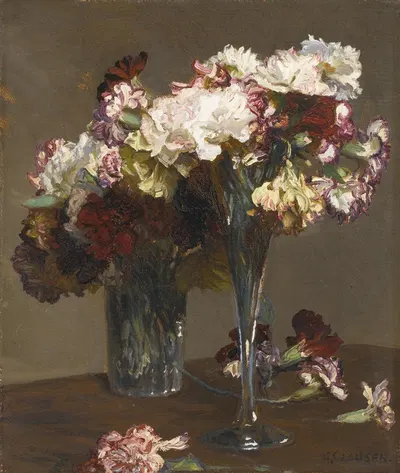 Still Life of Carnations by Сэр Джордж Клаусен — digital art print download