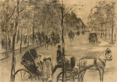 Allee im Tiergarten mit Kutschen by Лессер Ури — digital art print download