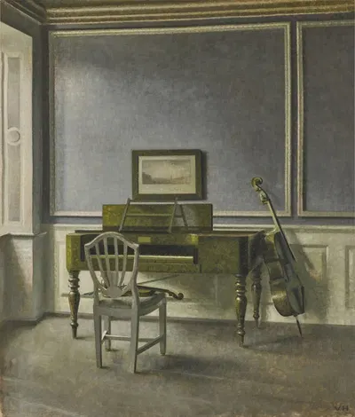 Interior. The Music Room, Strandgade 30 by Vilhelm Hammershøi, 1907 — digital art print download