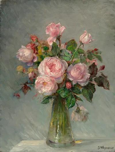 Roses in a glass vase by Берта Вегманн, 1906 — digital art print download