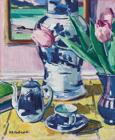 Still life with Tulips and Iona by Francis Campbell Boileau Cadell — digital art print download