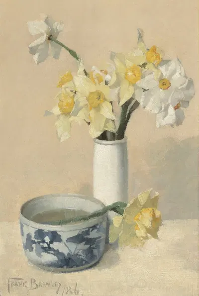 Daffodils and narcissi by Фрэнк Брамли, 1886 — digital art print download