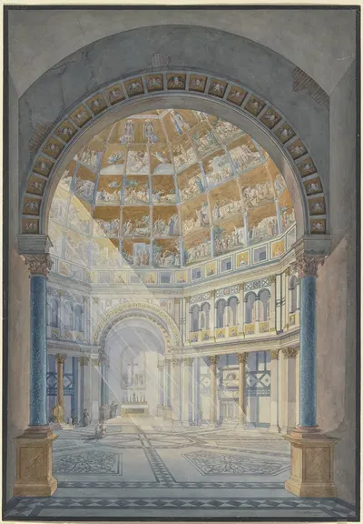 Das Innere des Baptisteriums S. Giovanni in Florenz by Фридрих Эйген Пейперс, 1832 — digital art print download