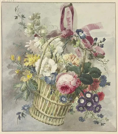 Blumenstrauß in einem aufgehängten Körbchen by Й. Х. Ван Лун — digital art print download