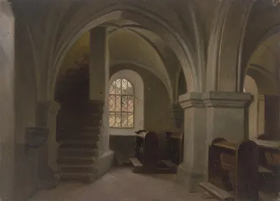 Church interior by Jakob Becker, 1855 — digital art print download