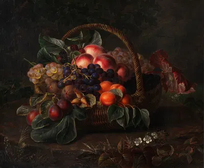 Stillleben mit Früchtekorb by Johan Laurentz Jensen, 1845 — digital art print download